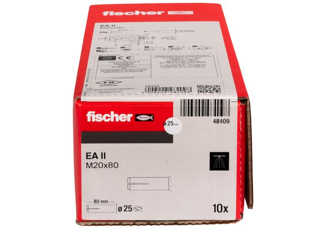 Packaging: "fischer feszítődübel EA II M20 cinkkel galvanizált"