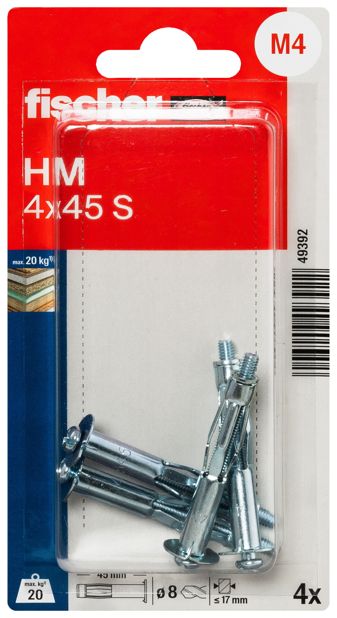fischer Metal cavity fixing HM 4 x 46 S with screw SB-card