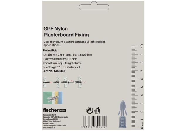 Packaging: "GPF Nylon Plasterboard Fixing"