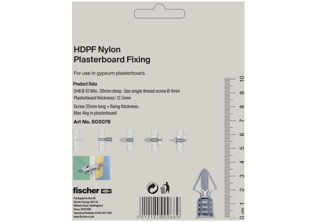 Packaging: "HDPF Nylon Plasterboard Fixing"