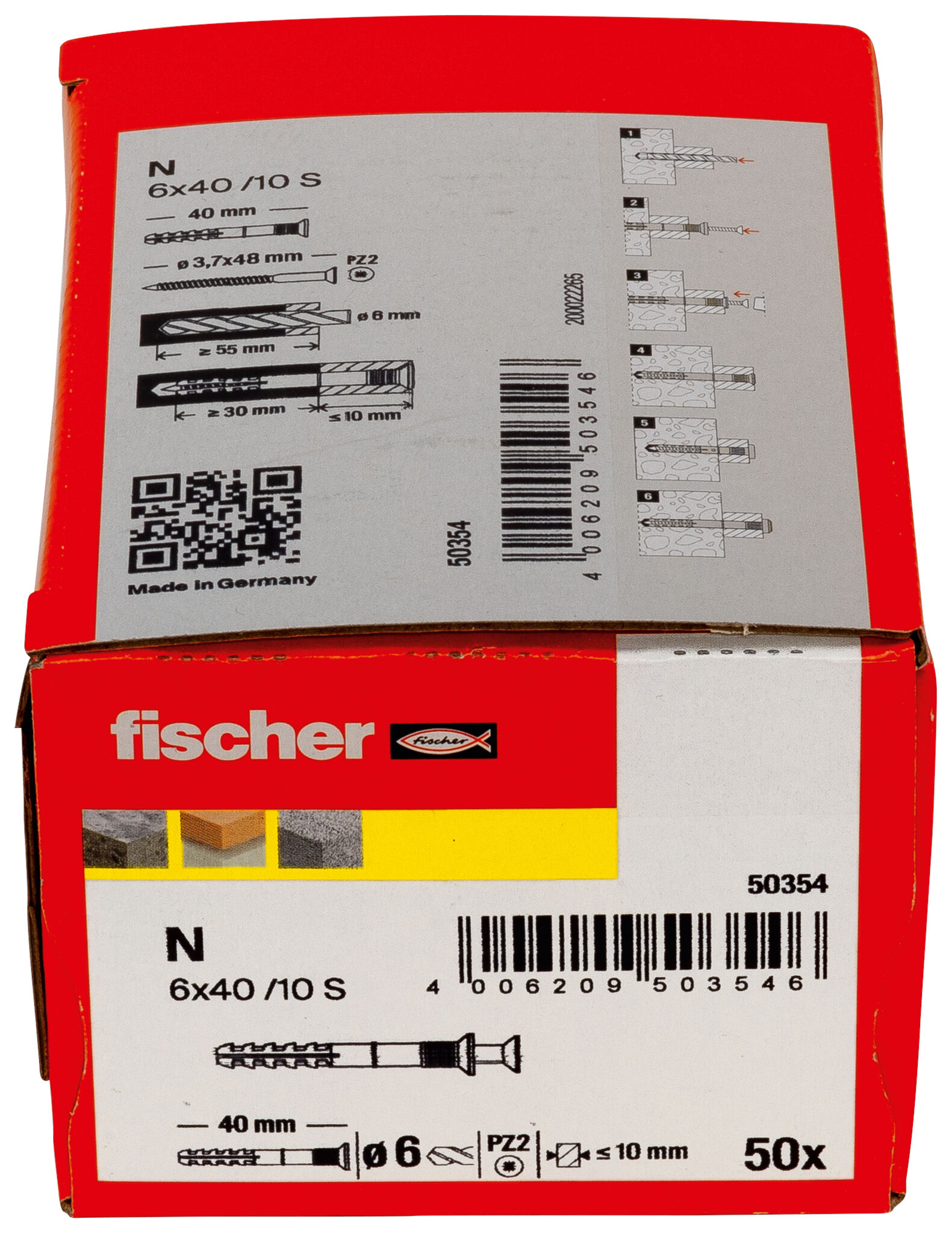 fischer Hammerfix N 6 x 40/10 S with countersunk head gvz carton