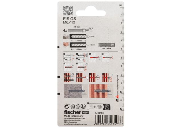 Packaging: "fischer Injection threaded anchor FIS GS M6 x 110 K"