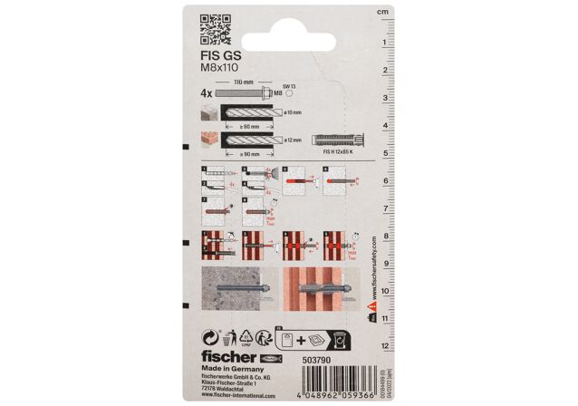 Packaging: "fischer Tige filetée FIS GS M8 x 110 K"