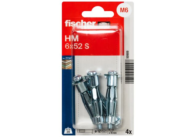 Packaging: "fischer Metal cavity fixing HM 6 x 52 S with screw SB-card"