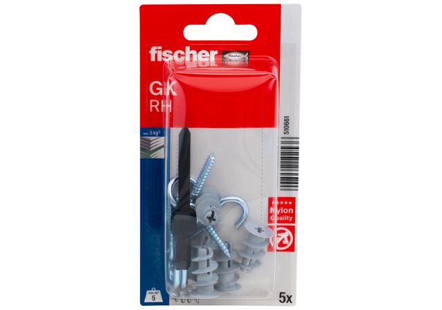 Packaging: "fischer Plasterboard fixing GK RH with round hook K SB-card"