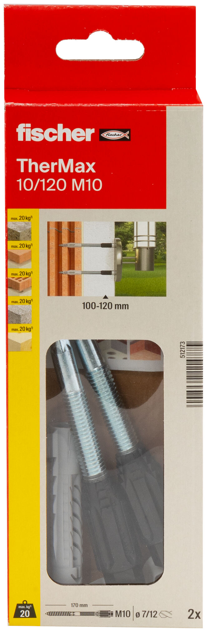 Packaging: "fischer stand-off installation TherMax 10/120 M10 (2)"