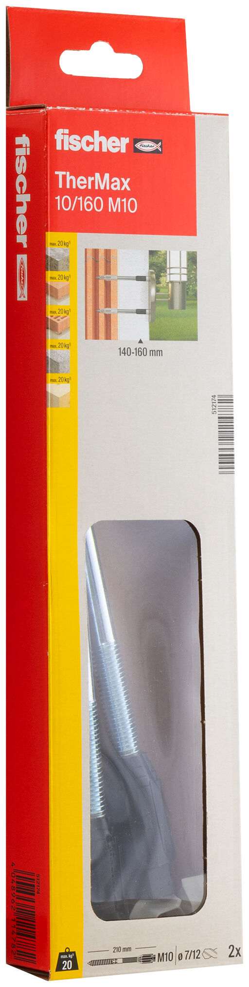 Packaging: "fischer stand-off installation TherMax 10/160 M10 (2)"