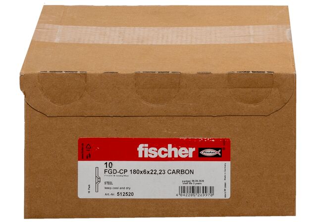 Packaging: "fischer grinding dis FGD-CP 180 x 6,0 x 22,23 CARBON"