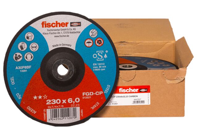 Packaging: "Disco abrasivo FGD-CP 230x6x22,23 de carbono"