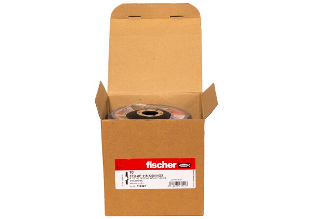 Συσκευασία: "fischer FFD-AP 115 K40 Φτερωτός δίσκος λείανσης inox"
