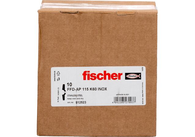Συσκευασία: "fischer FFD-AP 115 K60 Φτερωτός δίσκος λείανσης inox"
