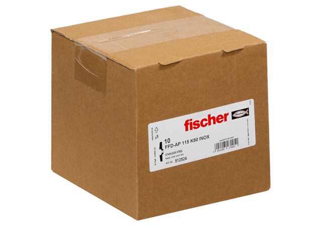 Συσκευασία: "fischer FFD-AP 115 K80 Φτερωτός δίσκος λείανσης inox"