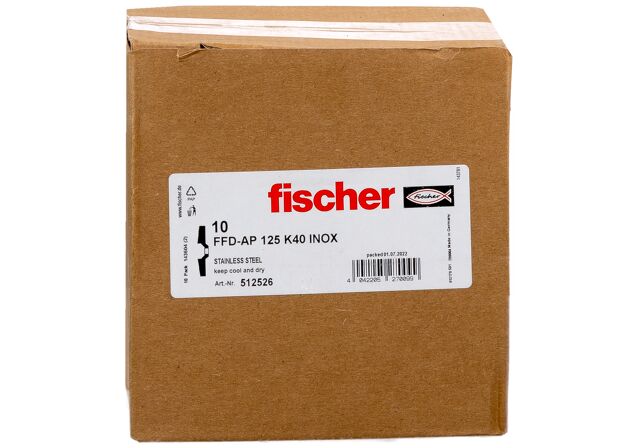 Συσκευασία: "fischer FFD-AP 125 K40 Φτερωτός δίσκος λείανσης inox"