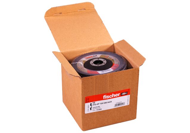 Packaging: "Disco Milhojas para pulir FFD-AP 125 K80 para acero o acero inoxidable"
