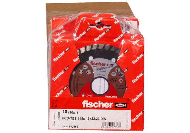 Packaging: "fischer vágókorong FCD-TES 115 x 1,9 x 22,23 DIA"