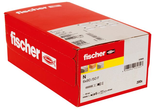 Packaging: "Гвоздевой дюбель fischer N 6 x 80/50 F (200)"