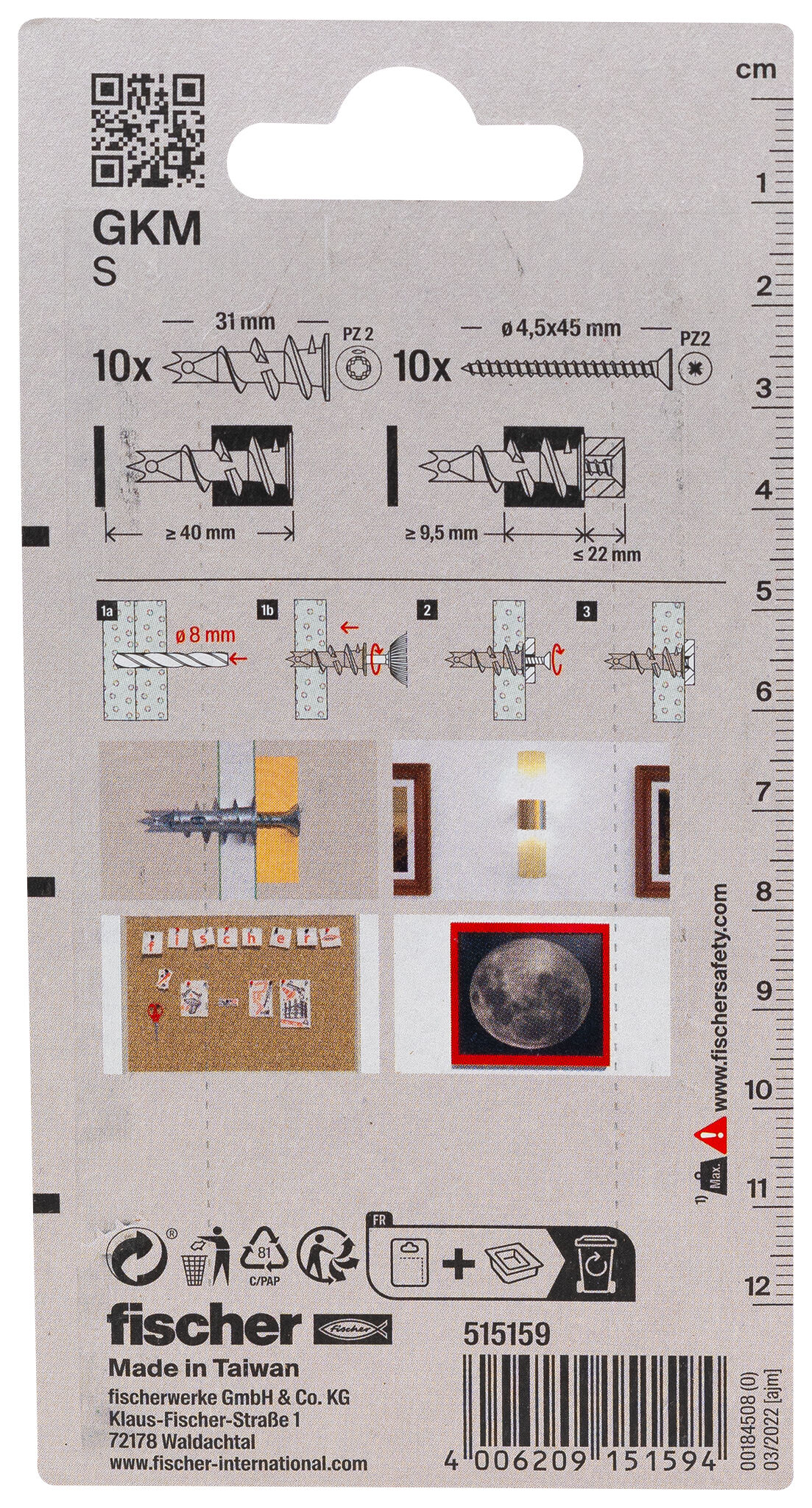 Packaging: "fischer Plasterboard fixing metal GKM GP S K"