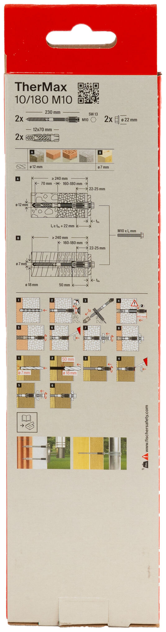 Packaging: "fischer stand-off installation TherMax 10/180 M10 (2)"