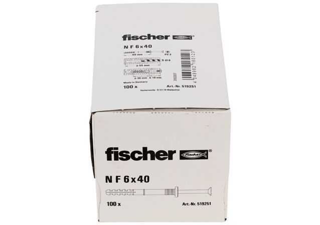 Συσκευασία: "fischer N F 6x40 Καρφωτό βύσμα"