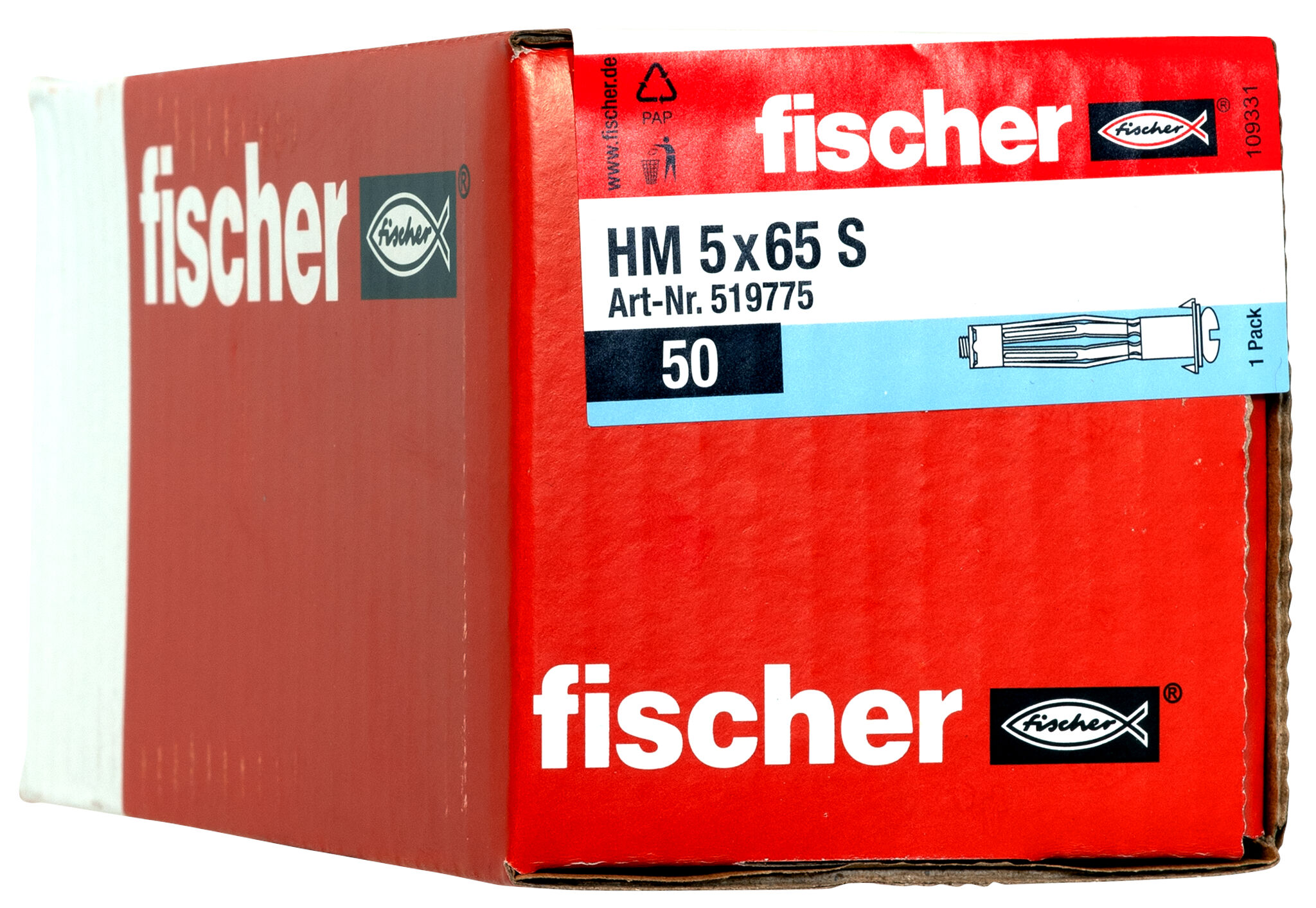 Packaging: "fischer Metal cavity fixing HM 5 x 65 S with metric screw"
