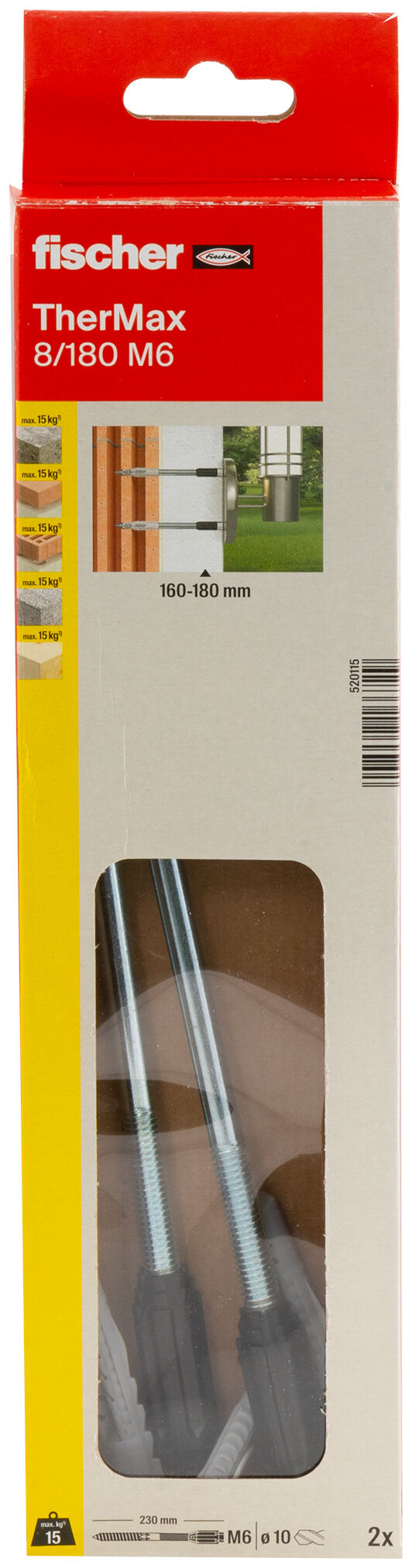 Packaging: "fischer stand-off installation TherMax 8/180 M6 (2)"