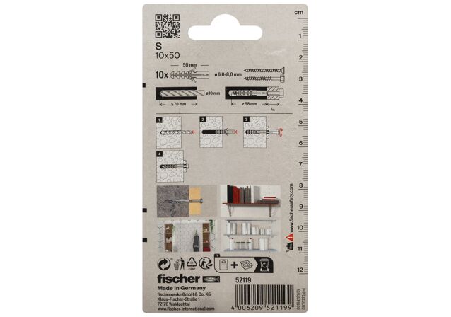 Packaging: "fischer Expansion plug S 10 GK large card"