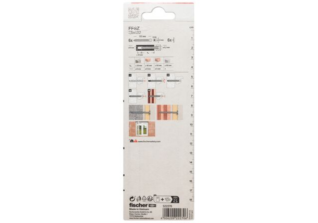 Packaging: "Șuruburi pentru cadru de fereastră fischer FFSZ 7.5 x 132 TX30 K card SB"