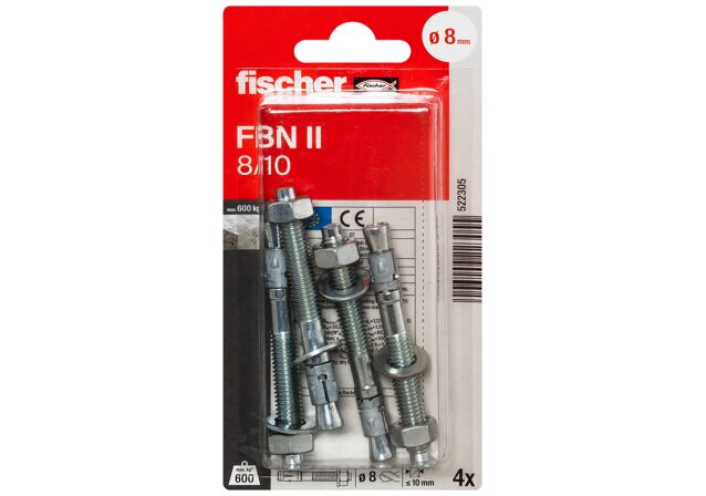 Packaging: "fischer bolt anchor FBN II 8/10 K NV electro zinc plated"