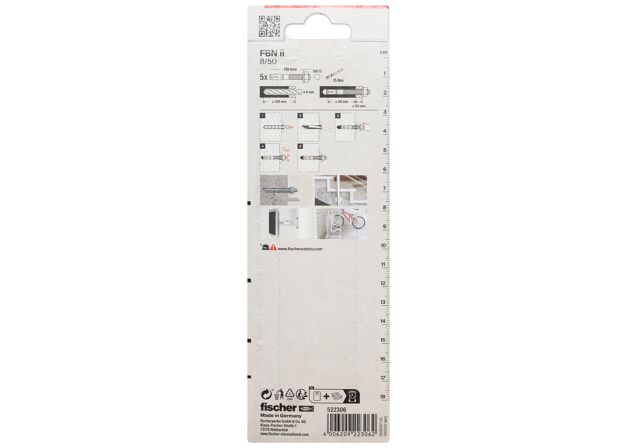 Packaging: "Goujon FBN II 8/50 K NV en acier électrozingué"