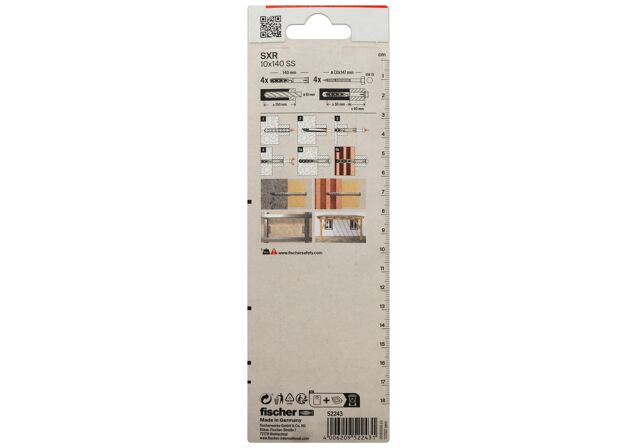 Packaging: "피셔 프레임 앵커 SXR 10 x 140 SS K 육각 스크류 포함"