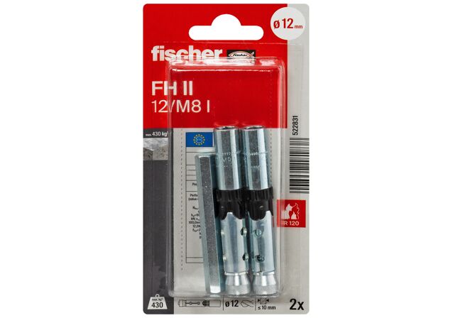 Packaging: "fischer High performance anchor FH II-I 12/M8 with internal thread SB-card"