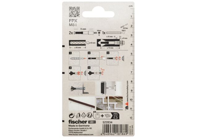 Packaging: "fischer 기포 콘크리트용 앵커 FPX-M8 I K NV"