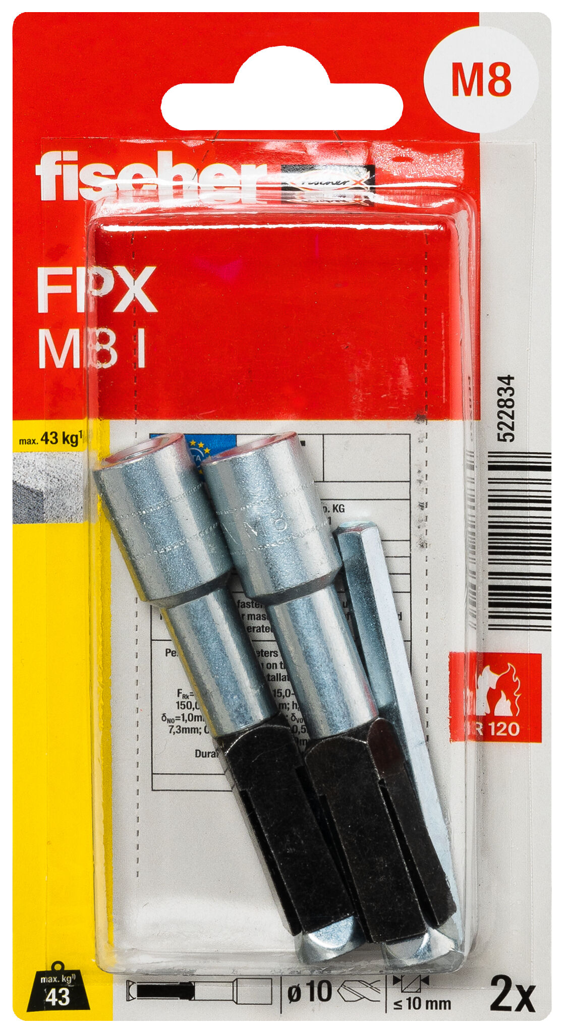Packaging: "fischer Aircrete anchor FPX-M8 I K NV"