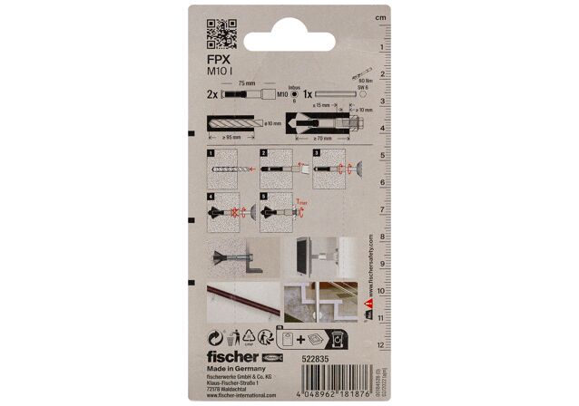 Packaging: "피셔 기포 콘크리트 앵커 FPX-I M10 SB-card"