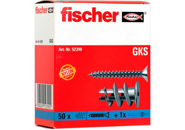 Packaging: "fischer Gipsplaatplug GK S met schroef"