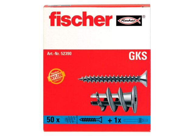 Packaging: "fischer Gipsplaatplug GK S met schroef"