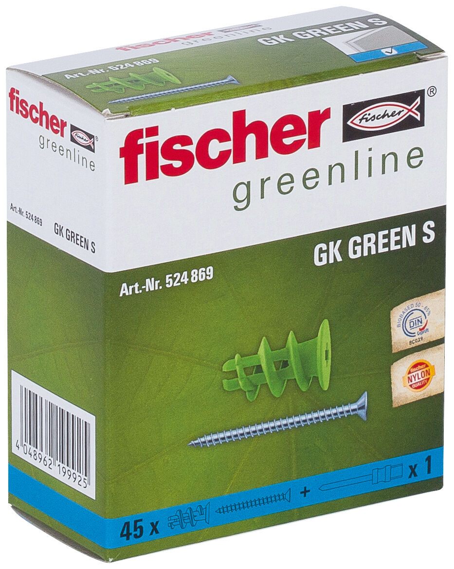 Packaging: "fischer Plasterboard fixing GK Green S"