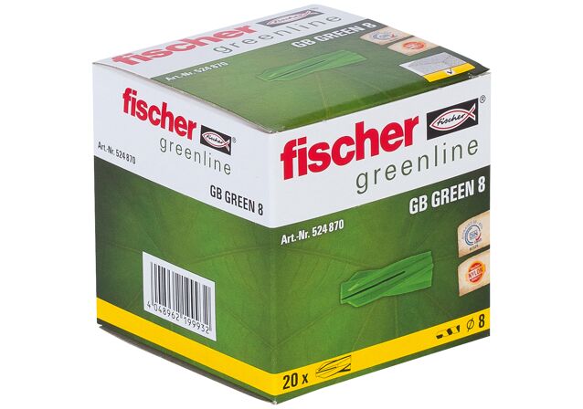 Packaging: "fischer pórusbeton dübel GB Green 8"