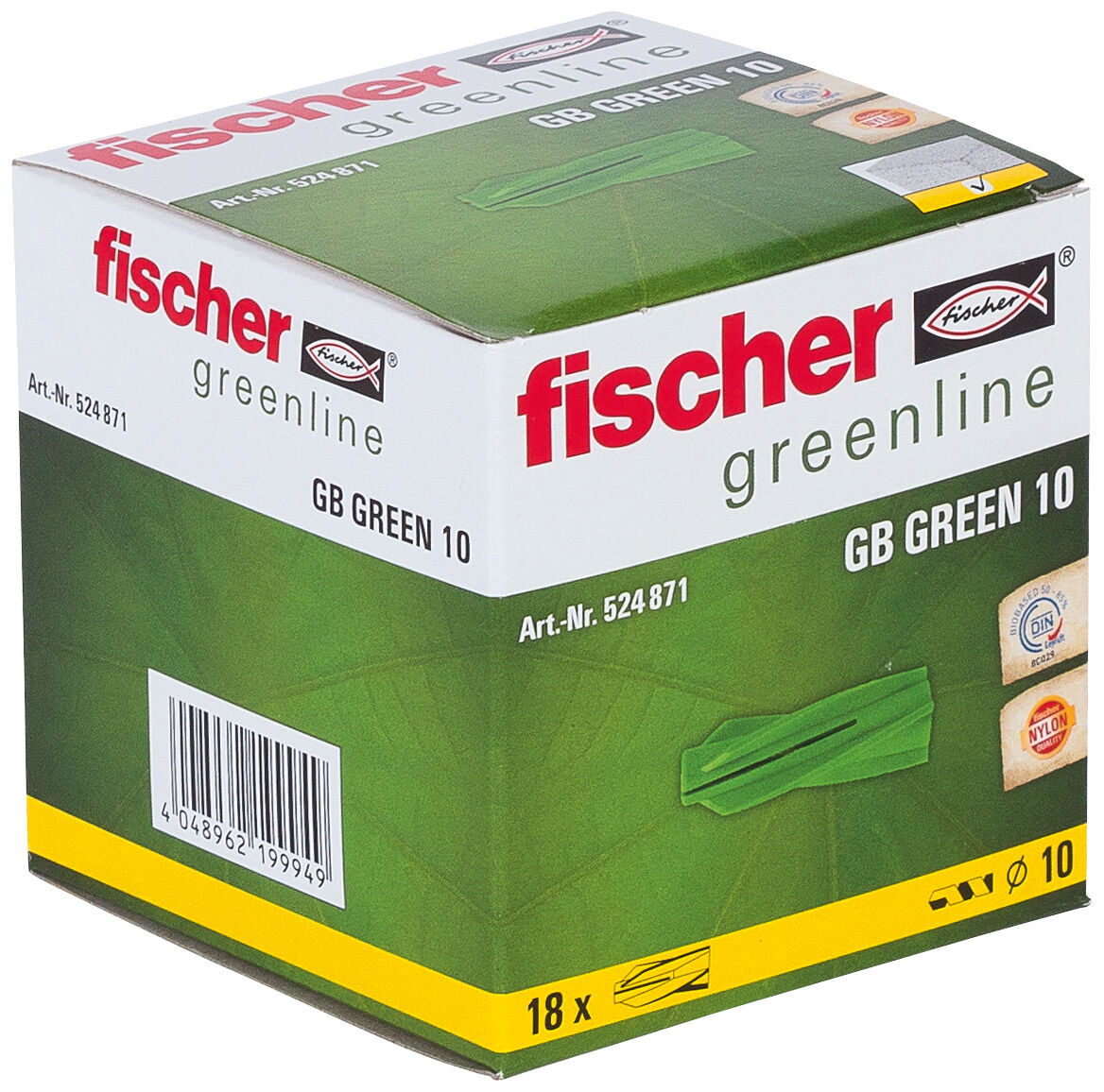 Packaging: "fischer Aircrete anchor GB Green 10"