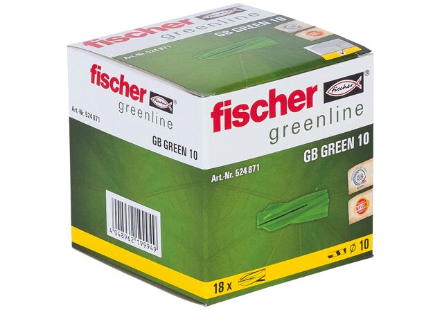 Emballasje: "fischer Lettbetongplugg GB Green 10 (NOBB 49137665)"