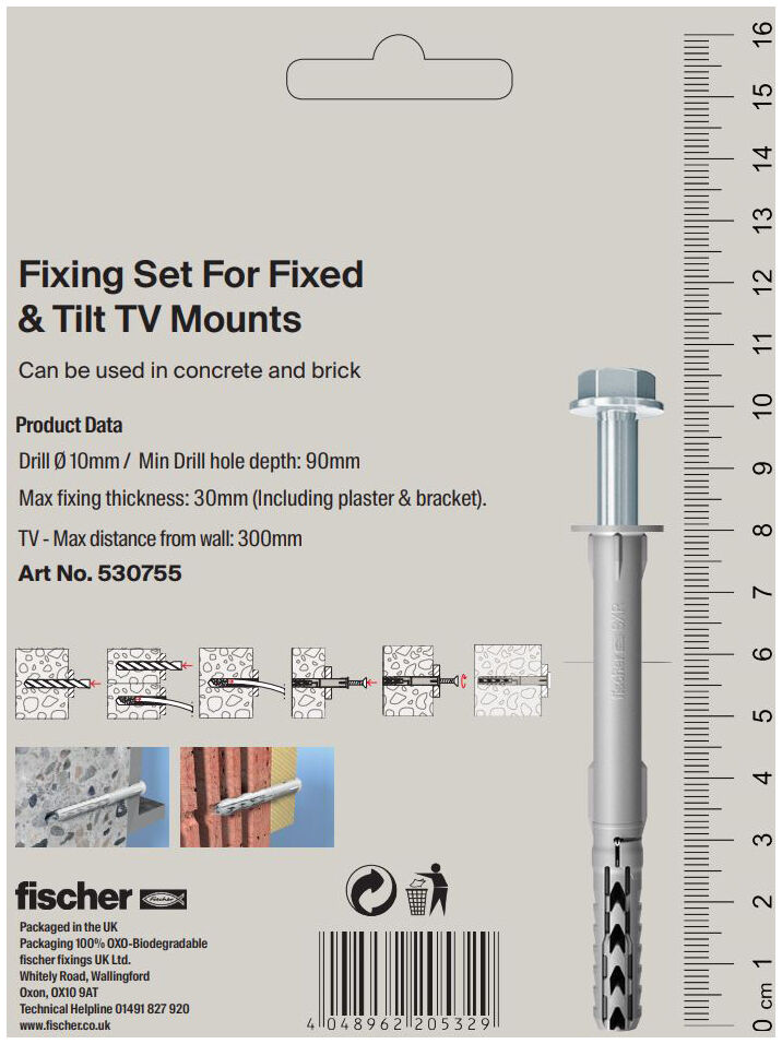 Packaging: "Fix Set for Fixed and Tilt TV Mounts"