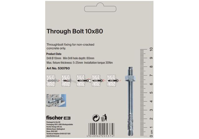 Packaging: "fischer bolt anchor FXA 10 x 86"