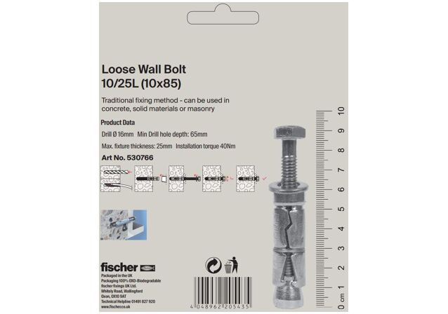 Packaging: "fischer FWB Wallbolt M 10/25 L"