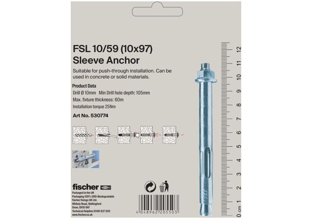 Packaging: "fischer sleeve anchor FSL 10/59 B"