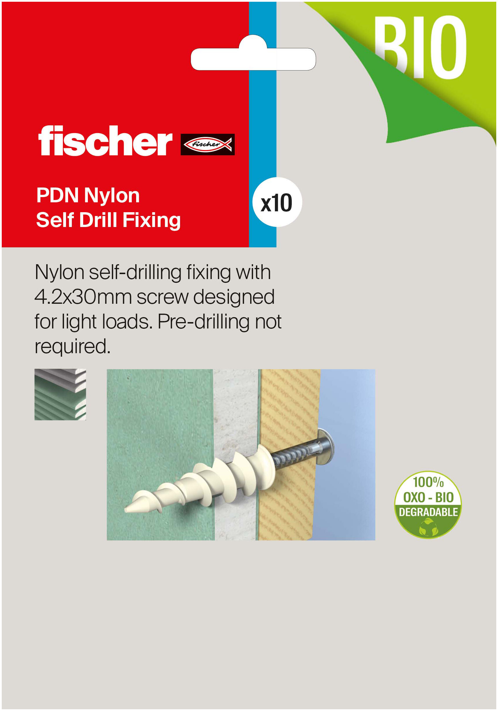 Packaging: "PDN Self Drill Nylon Fixing"