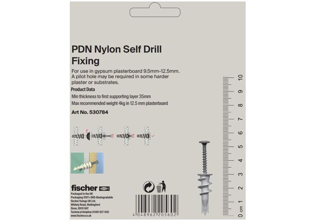 Packaging: "PDN Self Drill Nylon Fixing"