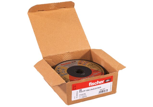 Packaging: "fischer vágókorong FCD-FP 125 x 1,0 x 22,23 plus"