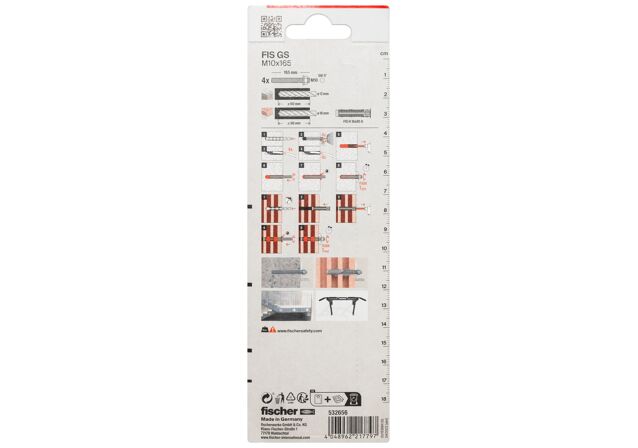 Packaging: "fischer enjeksiyon dişli ankraj FIS GS M10 x 165 K"