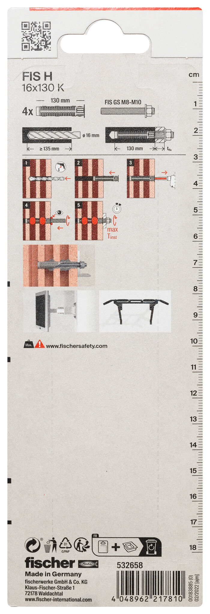 fischer Injection anchor sleeve FIS H 16 x 130 K plastic SB-card