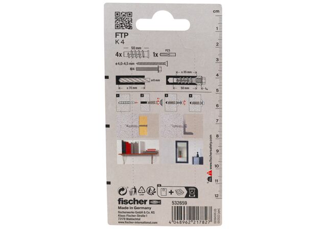 Packaging: "피셔 터보 기포 콘크리트 앵커 FTP K 4 K SB-card"